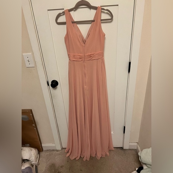 MORILEE MADELINE GARDNER Peach Bridesmaid Chiffon Bridesmaid Dress Gown Size 4 - Picture 2 of 5